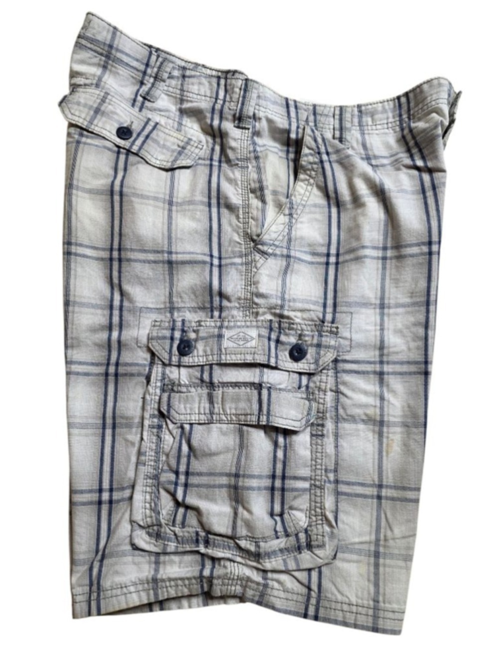 Men's Lee Beige Blue Plaid Cargo Shorts Waist 38